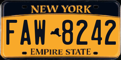 NY license plate FAW8242