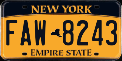 NY license plate FAW8243