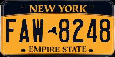 NY license plate FAW8248