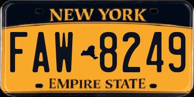NY license plate FAW8249