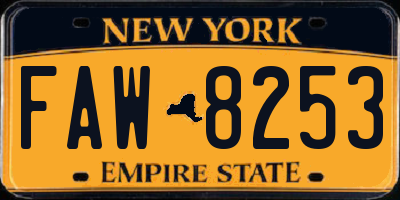 NY license plate FAW8253