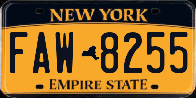 NY license plate FAW8255