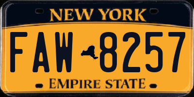 NY license plate FAW8257