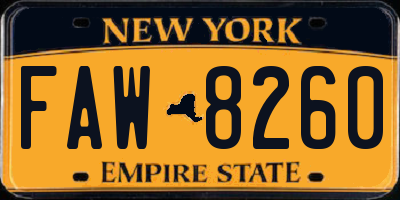 NY license plate FAW8260