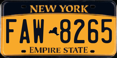 NY license plate FAW8265