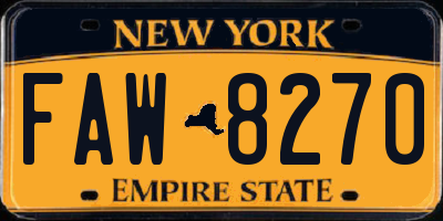 NY license plate FAW8270