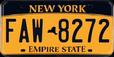 NY license plate FAW8272