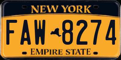 NY license plate FAW8274