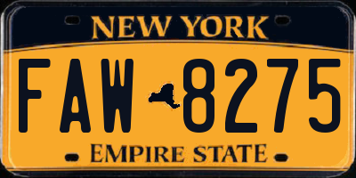 NY license plate FAW8275