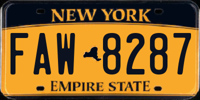 NY license plate FAW8287