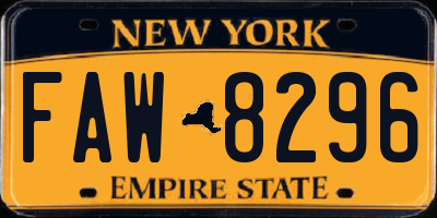 NY license plate FAW8296
