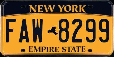 NY license plate FAW8299