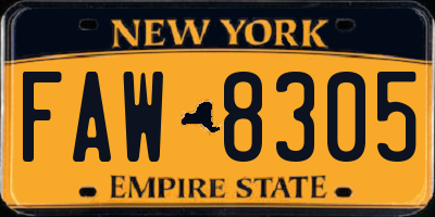 NY license plate FAW8305