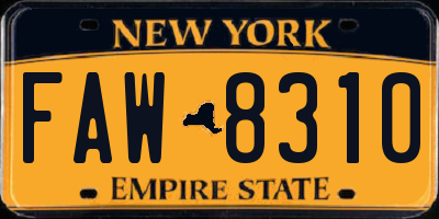 NY license plate FAW8310