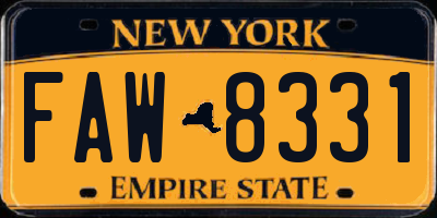 NY license plate FAW8331