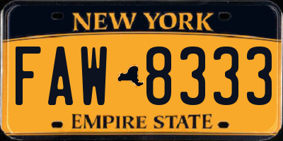 NY license plate FAW8333