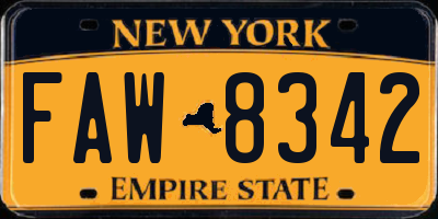 NY license plate FAW8342