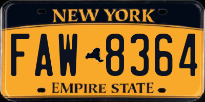 NY license plate FAW8364