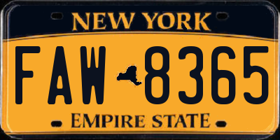 NY license plate FAW8365