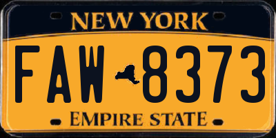 NY license plate FAW8373