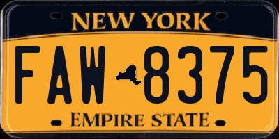 NY license plate FAW8375