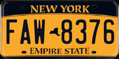 NY license plate FAW8376