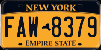 NY license plate FAW8379