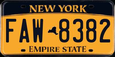 NY license plate FAW8382