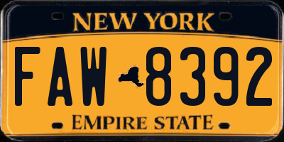 NY license plate FAW8392
