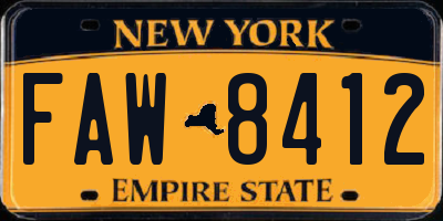 NY license plate FAW8412