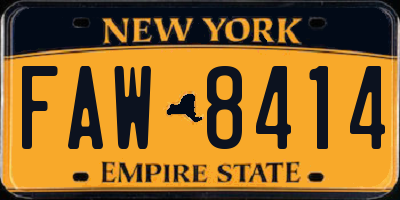 NY license plate FAW8414