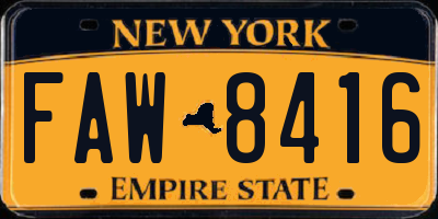 NY license plate FAW8416