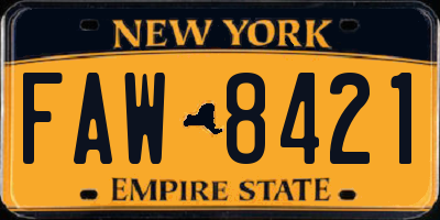 NY license plate FAW8421