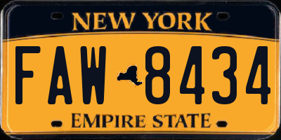 NY license plate FAW8434