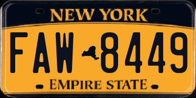 NY license plate FAW8449