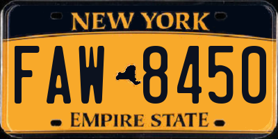 NY license plate FAW8450