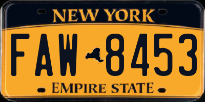 NY license plate FAW8453