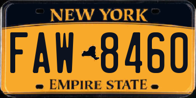NY license plate FAW8460