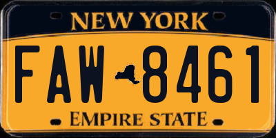 NY license plate FAW8461