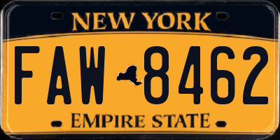 NY license plate FAW8462