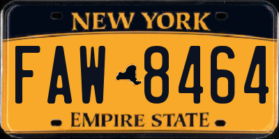 NY license plate FAW8464
