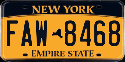 NY license plate FAW8468