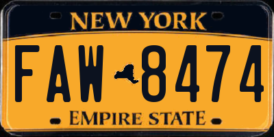 NY license plate FAW8474