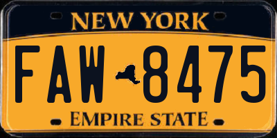 NY license plate FAW8475
