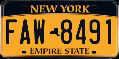 NY license plate FAW8491