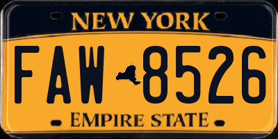 NY license plate FAW8526
