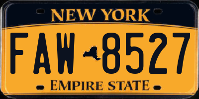 NY license plate FAW8527