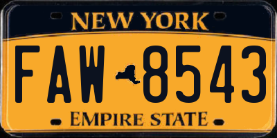 NY license plate FAW8543