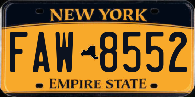 NY license plate FAW8552