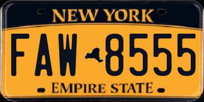 NY license plate FAW8555